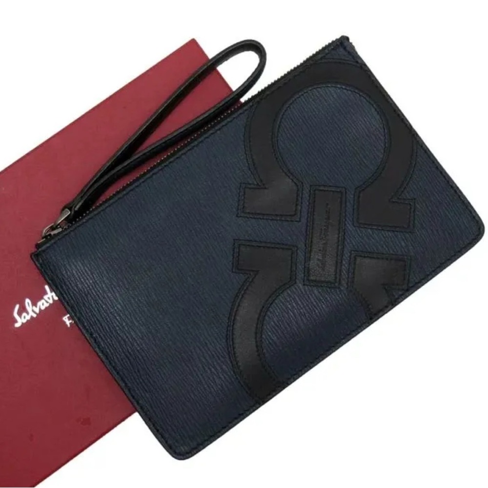 Salvatore Ferragamo Gancini Azul marino clutch - Picture 3 of 4